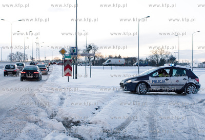 Gdansk, ul. Slowackiego Nz. Zablokowany wjazd na Obwodnice...