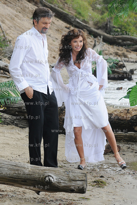 Plaza przy klifie w Gdyni Orlowie. Ekipa filmow serialu...