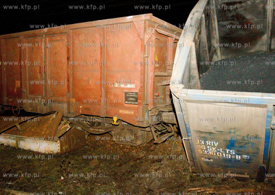 Gdansk, Wrzeszcz. Wykolejenie 8 wagonow z weglem, pociagu...