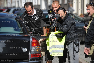 Gdansk, ul. Ogarna. Zdjecia z planu filmu "Milion Dolarow"w...