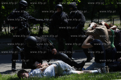 Gdansk Stogi. Cwiczenia ZKM, Policji, Strazy Pozarnej...