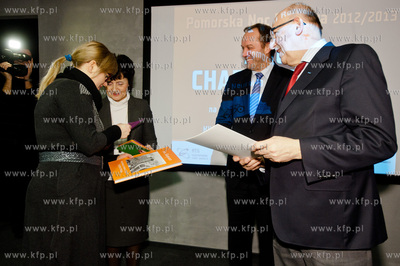 Gdansk. Centrum prasowe AmberExpo. Uroczystosc  przekazania...