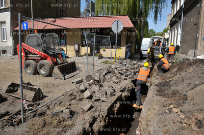 Gdansk. Dolne Miasto. Remont i przebudowa ulicy Lakowej...