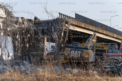 Rozbiórka estakady na ulicy Elbląskiej w Gdańsku....