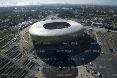 Gdansk, budowa stadionu PGE Arena z lotu ptaka. 06.06.2011...