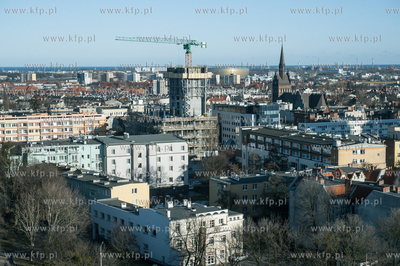 Gdańsk Wrzeszcz. Widok z podnośnika z Komendy Wojewódzkiej...