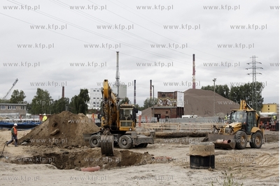 Gdansk. Prace przy budowie wezla drogowego na Letnicy...