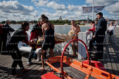 Sopot - molo. Wspolne cwiczenia jednostki ratowniczo...
