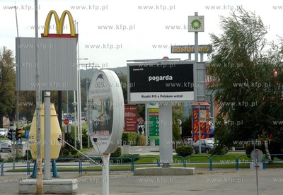 Gdansk Oliwa. Reklamy, bilboardy na rogu al. Grunwaldkiej...