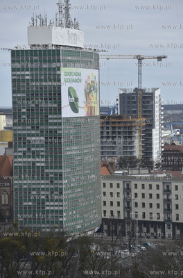 Panorama Gdańska. Widok na Zieleniak oraz  budowę...