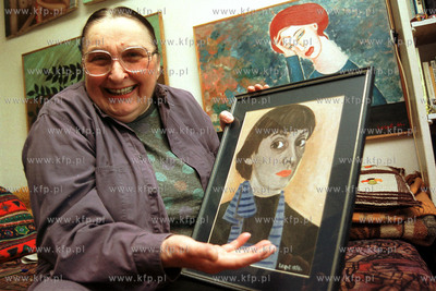 Lucyna Legut z autoportretem listopad 1999 fot. LUKASZ...