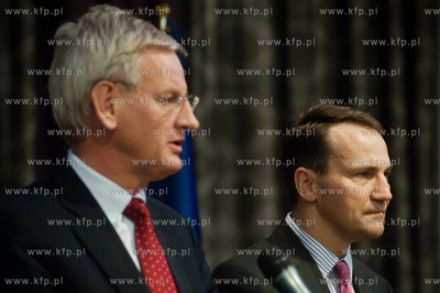 Gdansk. Hotel Hilton. Konferencja prasowa Ministrow...