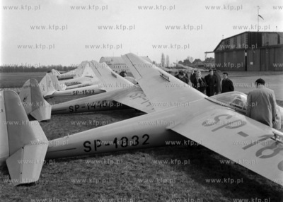 Szybowce Areoklubu Gdąńskiego na płycie lotniska...