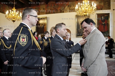 Gdansk. Ratusz Glownomiejski. Swieto Strazy Miejskiej....