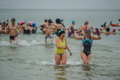 Plaża w Sopocie. Charytatywne morsowanie, w czasie...