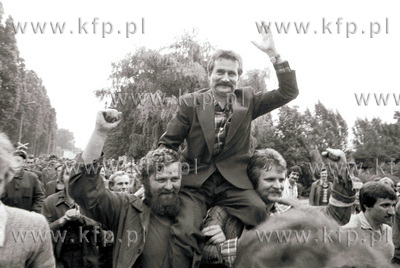 Strajk Sierpien'80 w Stoczni Gdanskiej im Lenina. Nz...