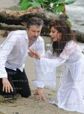 Plaza przy klifie w Gdyni Orlowie. Ekipa filmowego...