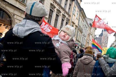 Krakow. Doroczna demonstracja feministyczna organizowana...