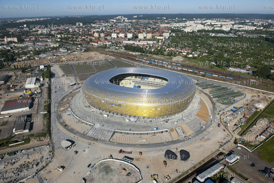 Gdansk, budowa stadionu PGE Arena z lotu ptaka. 06.06.2011...