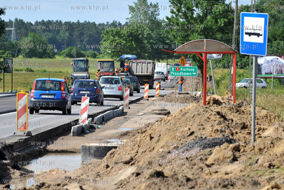 Lezno woj. Pomorskie. Remont drogi krajowej nr 7 pomiedzy...