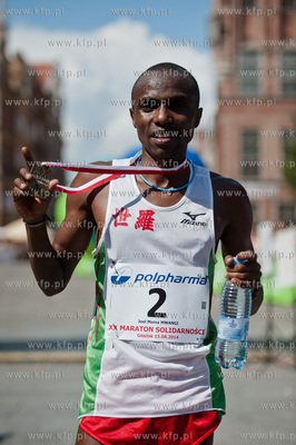 Gdansk. XX Maraton Solidarnosci.
Nz zwyciezca Joel...