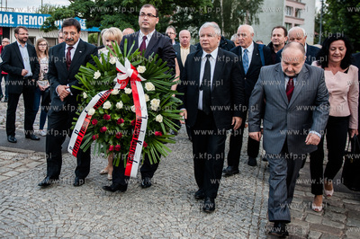 Gdansk. Plac Solidarnosci. Raroslaw Kaczynski prezes...