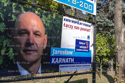 Wybory samorządowe 2018. Na zdjeciu plakat wyborczy...