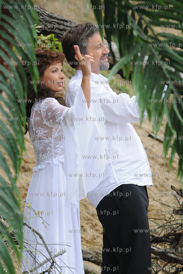 Plaza przy klifie w Gdyni Orlowie. Ekipa filmow serialu...