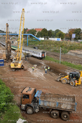 Gdansk. Prace budowlane przy budowie nowego przystanku...