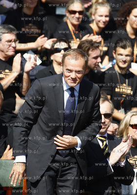 Gdansk. Wmurowania kamienia wegielnego pod budowe Teatru...