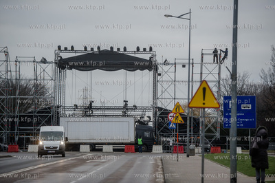 Gdynia. Skwer Kościuszki. Budowa sceny przeznaczonej...