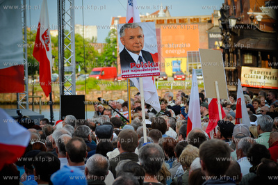 Gdansk. Targ Rybny. Wiec wyborczy Jaroslawa Kaczynskiego,...