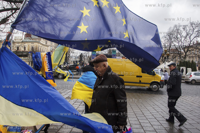 Lwow. Ukraina. Pokojowe demonstracje antyrzadowe na...
