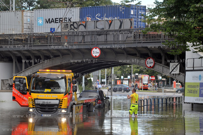 Zalany Gdańsk Wrzeszcz po intensywnych opadach deszczu....