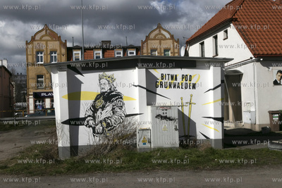 Mural Bitwa pod Grunwaldem na stacji niskiego napięcia...