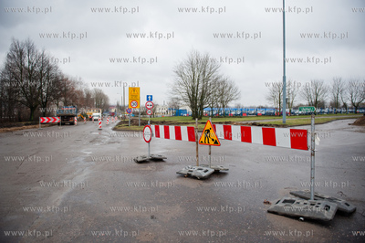Slupsk. Remontowana i modernizowana ulica Grunwaldzka,...