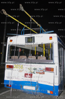 Zderzenie dwoch trolejbusow na ulicy Morskiej w Gdyni,...