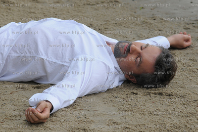 Plaza przy klifie w Gdyni Orlowie. Ekipa filmow serialu...