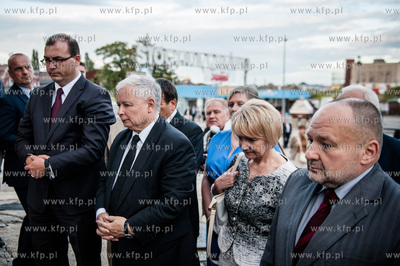 Gdansk. Plac Solidarnosci. Raroslaw Kaczynski prezes...