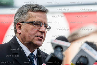 Gdansk. Targ Weglowy. Konferencja Prezydenta Bronislawa...