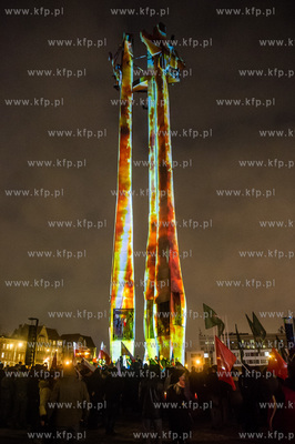 Gdańsk. Plac Solidarności. Obchody 35. rocznicy stanu...