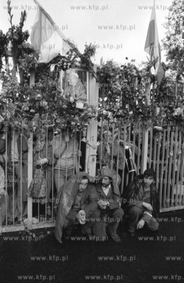 Strajk w Stoczni Gdanskiej im Lenina. Nz. stoczniowcy...