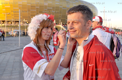 Gdansk. Stadion pilkarski PGE Arena. Mecz towarzyski...