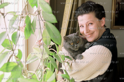    Dorota Kolak gdanska aktorka z kotem Kicia.
24.03.2001
Fot....
