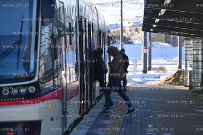 Tramwaj pesa jazz duo na pętli Ujeścisko. 14.02.2021...