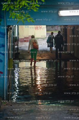 Gdansk. Wrzeszcz. Zalane przez ulewny opad deszczu...