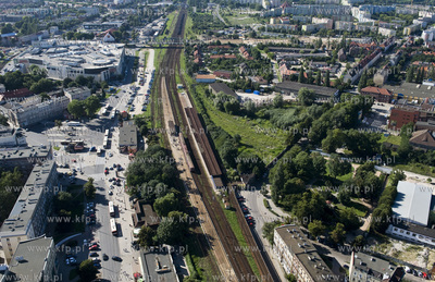 Gdansk Wrzeszcz z lotu ptaka. Okolice Dworca PKP, Po...