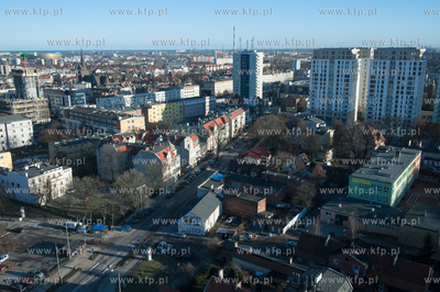 Gdańsk Wrzeszcz. Widok z podnośnika z Komendy Wojewódzkiej...