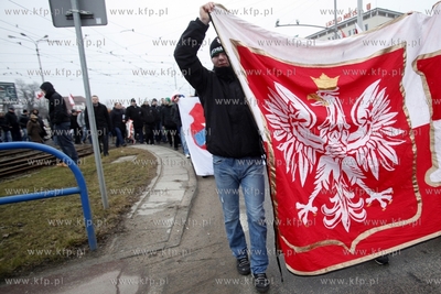 Dzien Pamieci Zolnierzy Wykletych. Nz. Przemarsz ulicami...