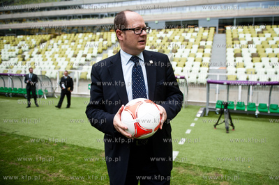 Gdansk. Stadion PGE Arena. Konferencja wladz miasta...
